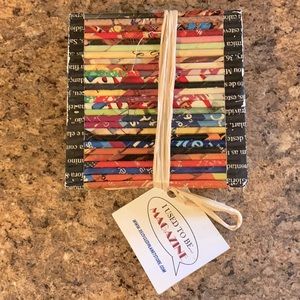 Brazilian-made coasters, recycled magazines, set of 4